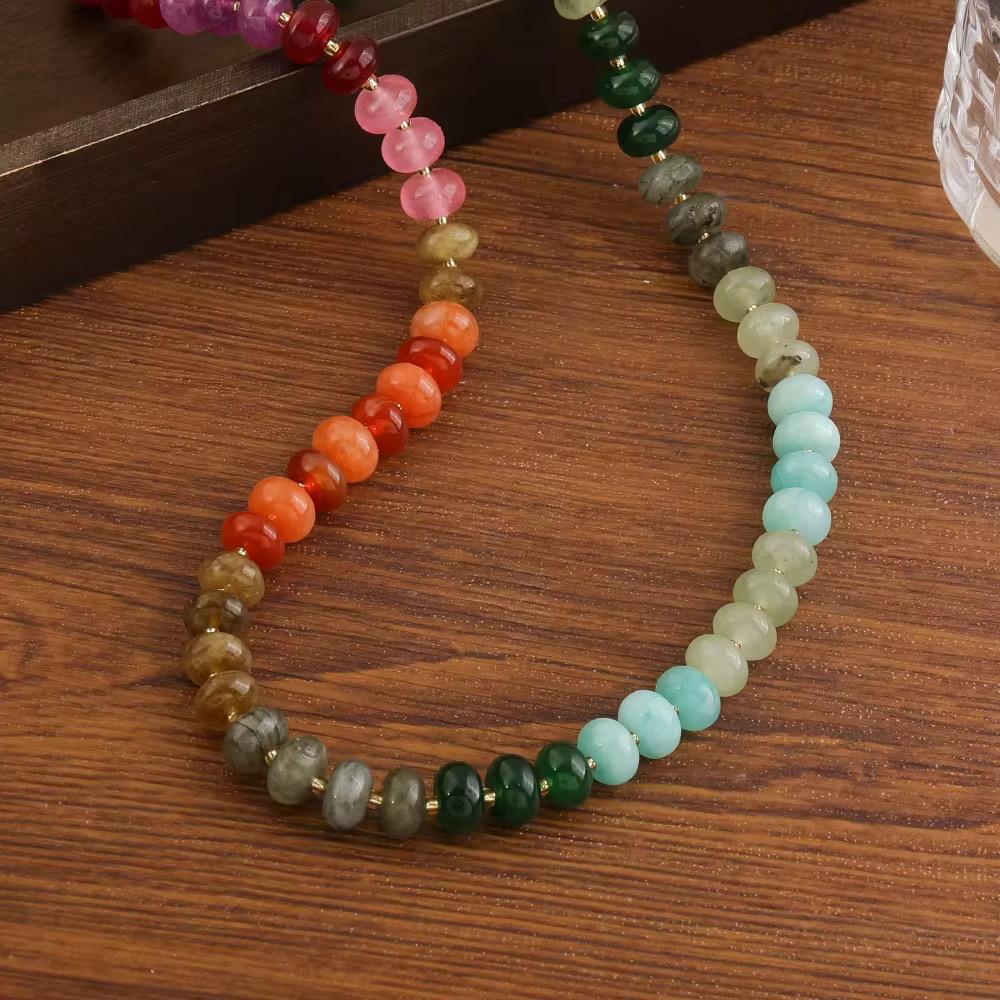 Handmade Natural Stone Rainbow Beaded Choker