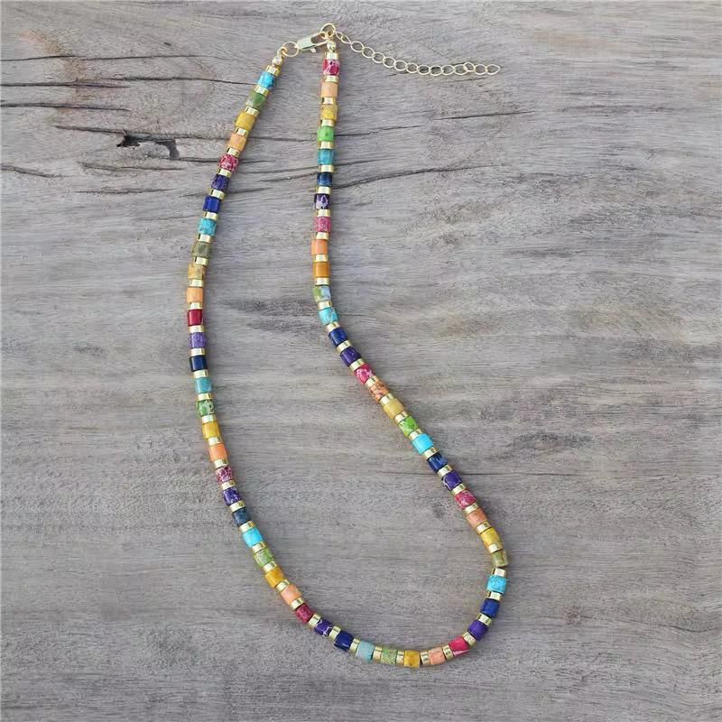 Natural Stone Jasper Tube Beads Choker