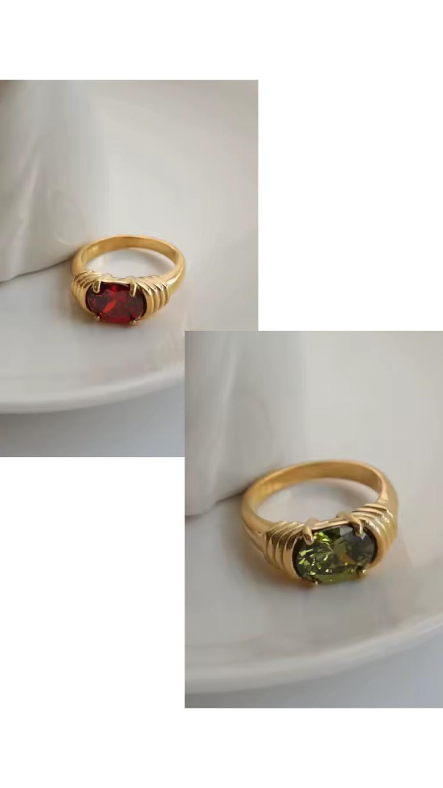 18K Gold Plated Vintage Crystal Rings