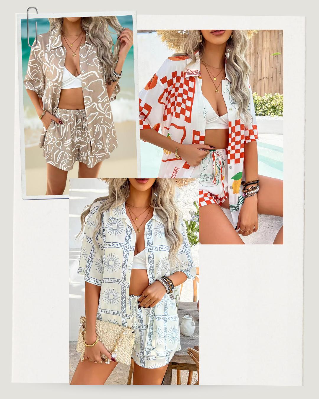 Lightweight printed shirt and matching shorts crafted from soft, breathable cotton