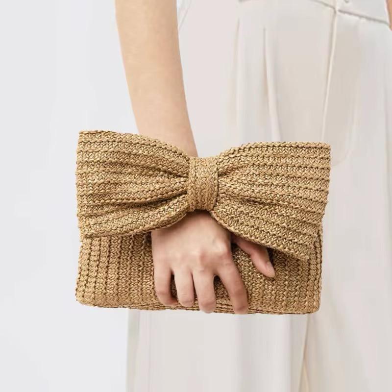 Handmade Woven Raffia Straw Clutch Bag