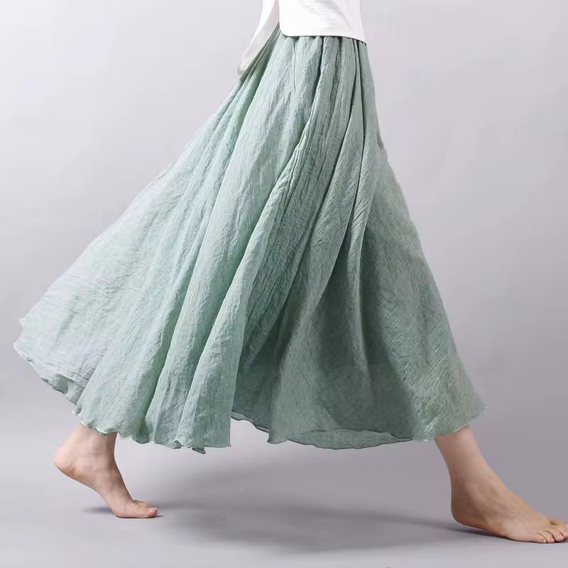Lightweight cotton–linen maxi skirt