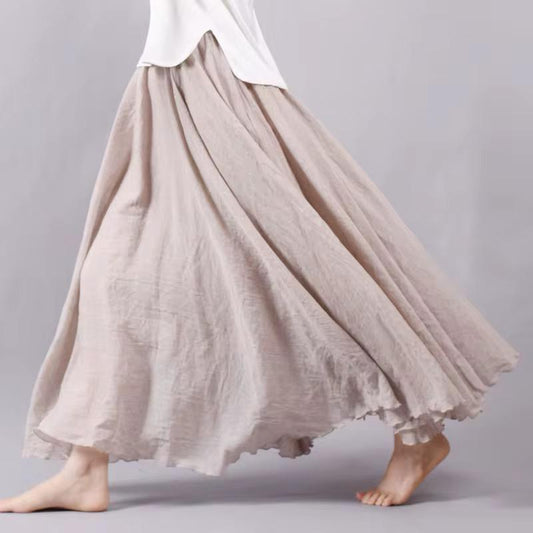 Lightweight cotton–linen maxi skirt