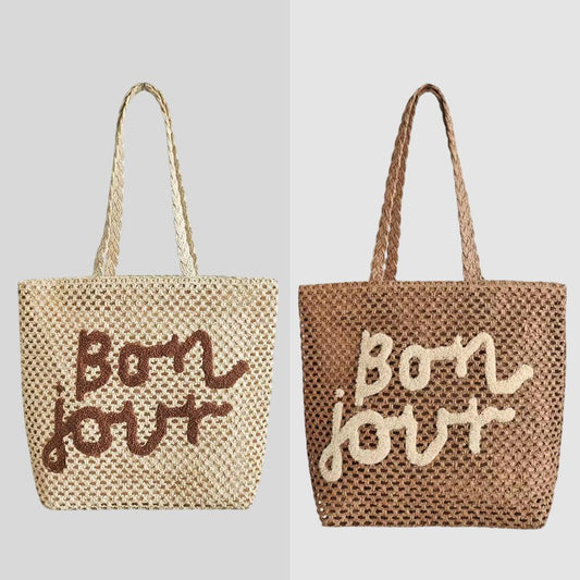 Handheld Straw Tote Bag – Bonjour Summer Beach Bag