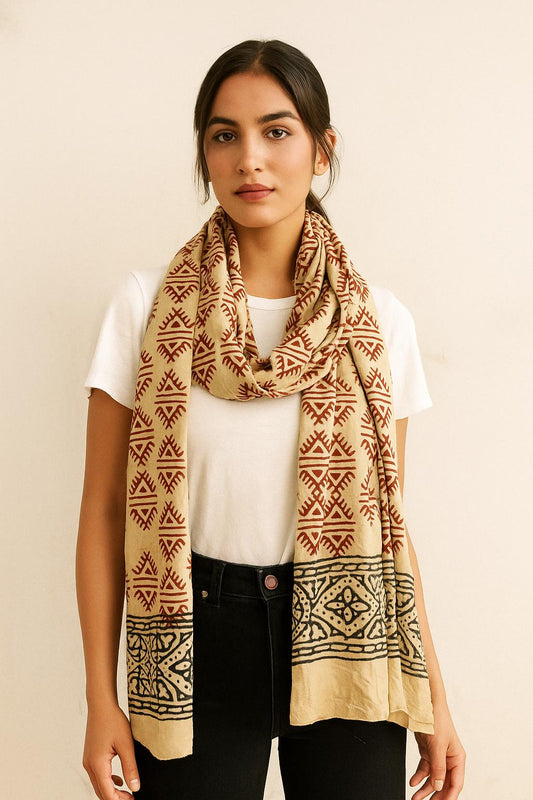 Handmade Block Print Cotton Sarong  Large Scarf