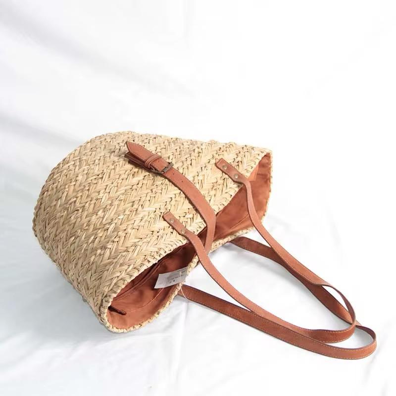 Handmade Seagrass Beach Tote with Leather Handles