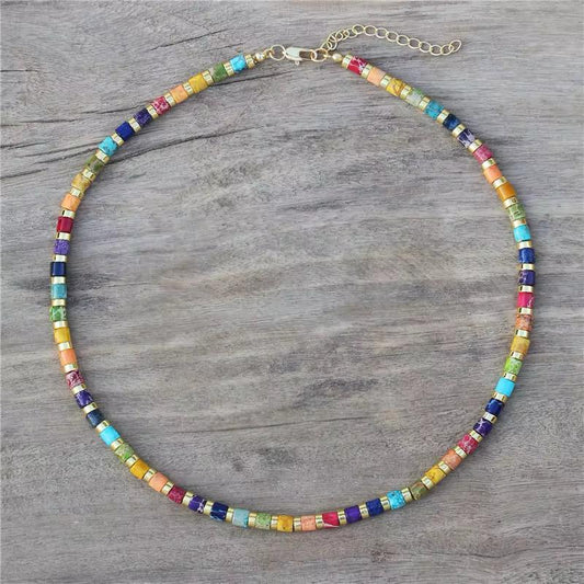 Natural Stone Jasper Tube Beads Choker