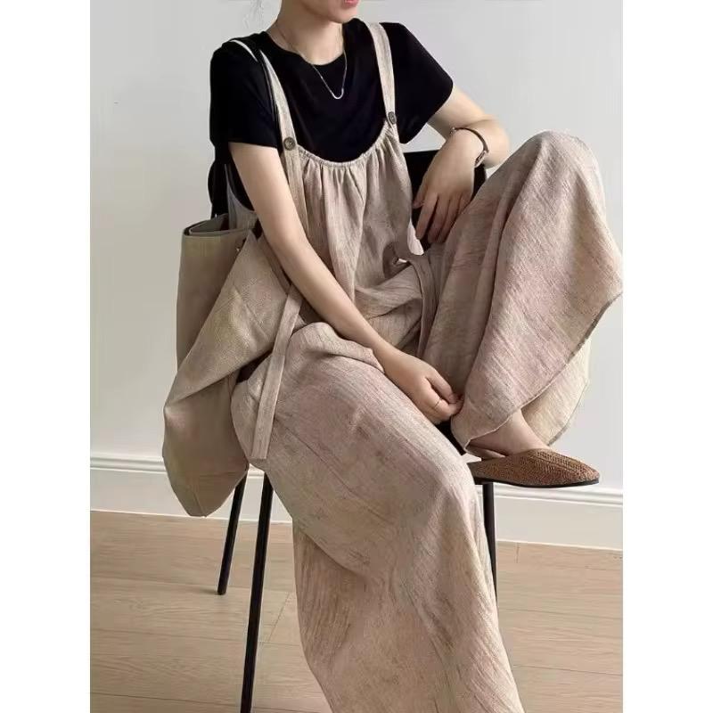 Summer Cotton Wide-Leg Jumpsuit