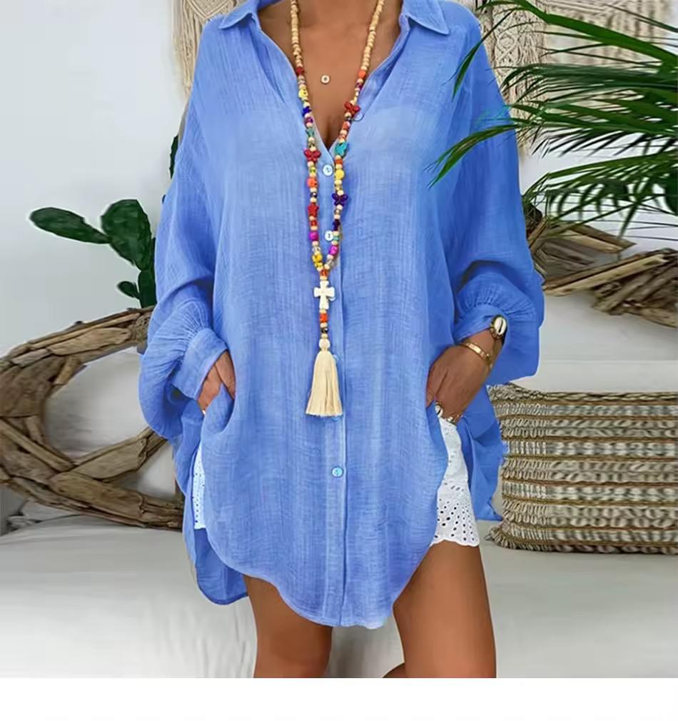 Oversized Cotton–Linen Beach Shirt