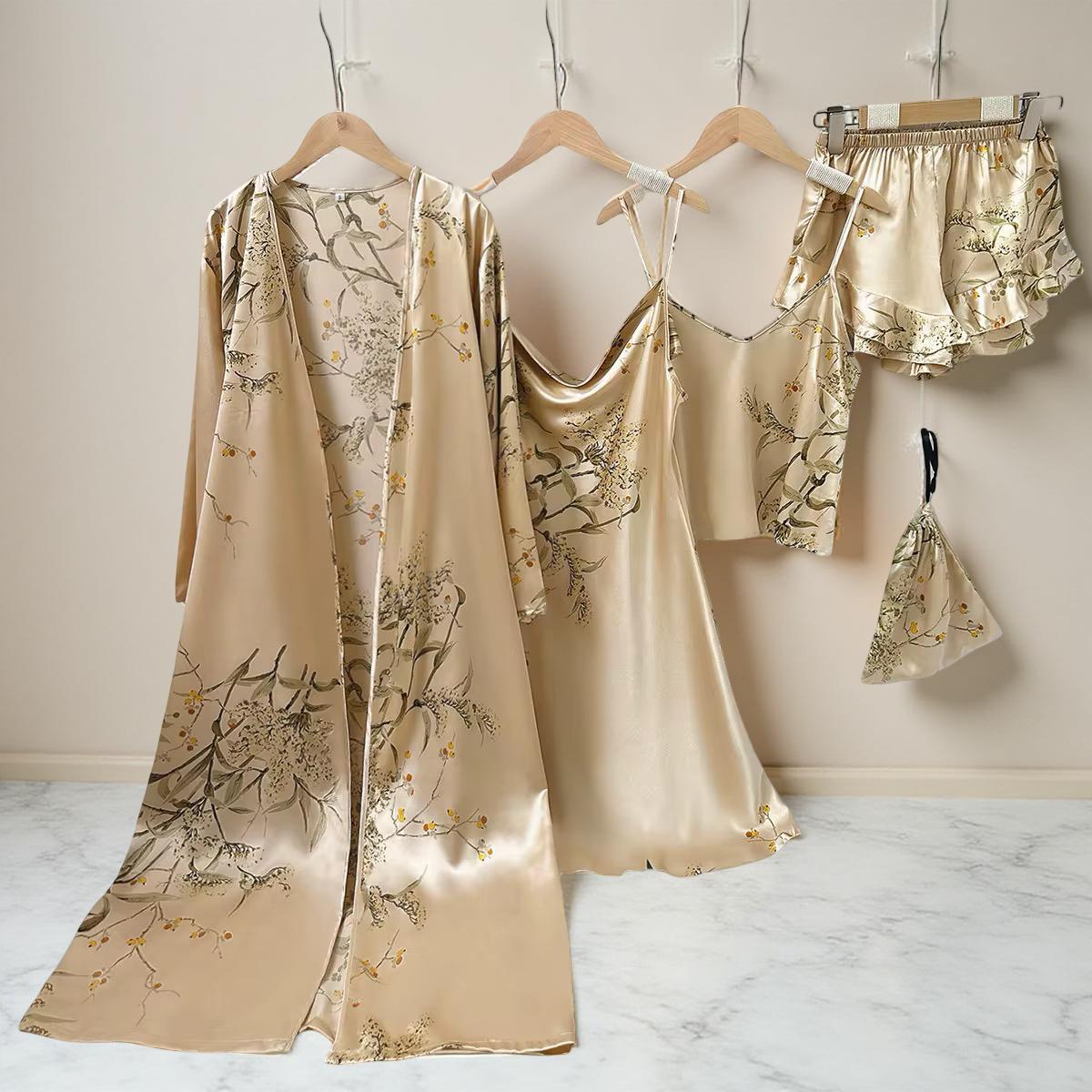 High Quality Women’s Luxury 5-Piece Silk Sleepwear Set