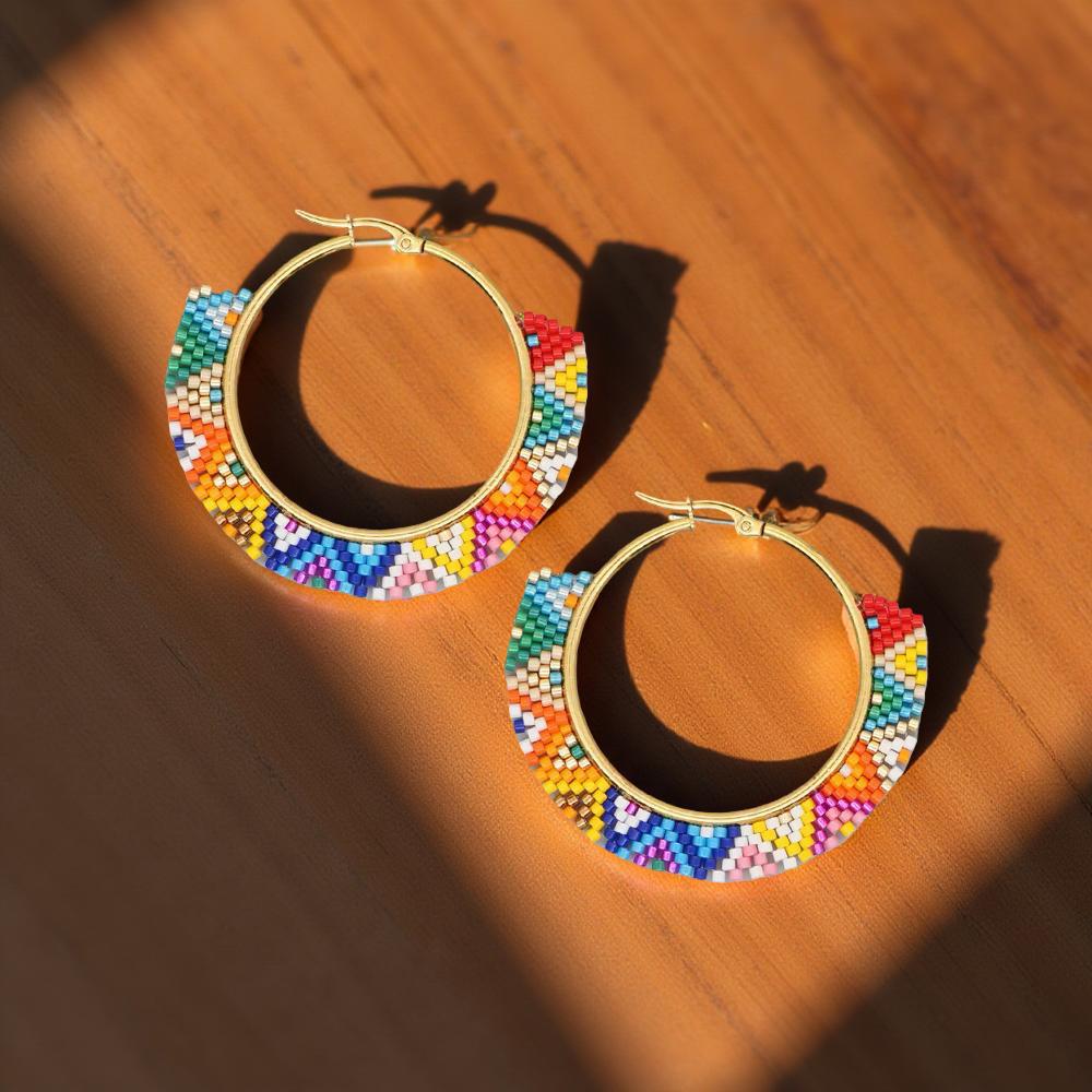 Handmade Miyuki Beaded Hoop Earrings