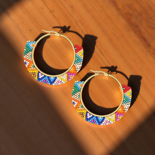 Handmade Miyuki Beaded Hoop Earrings