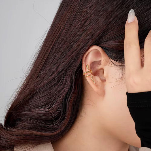 Gold-Plated Snake Ear Cuff (925 Sterling Silver)