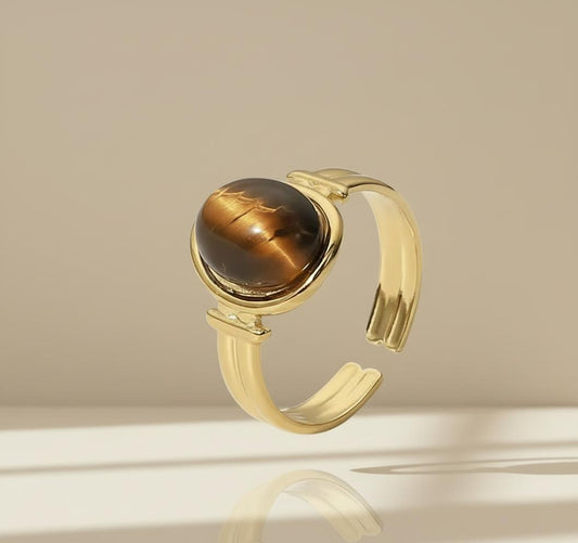 Retro Gold-Plated Gemstone Rings