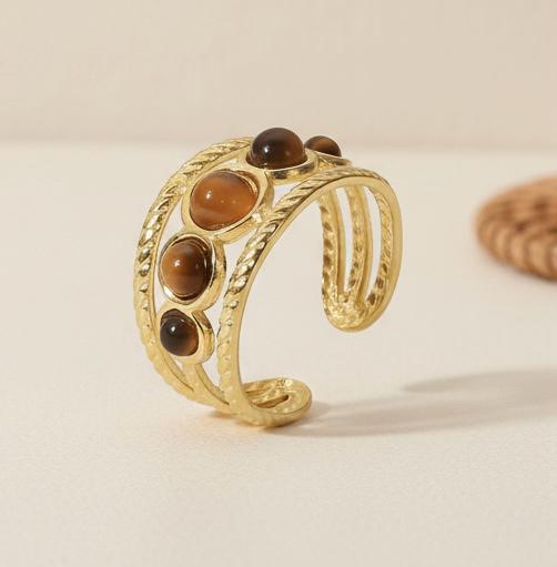 Retro Gold-Plated Gemstone Rings