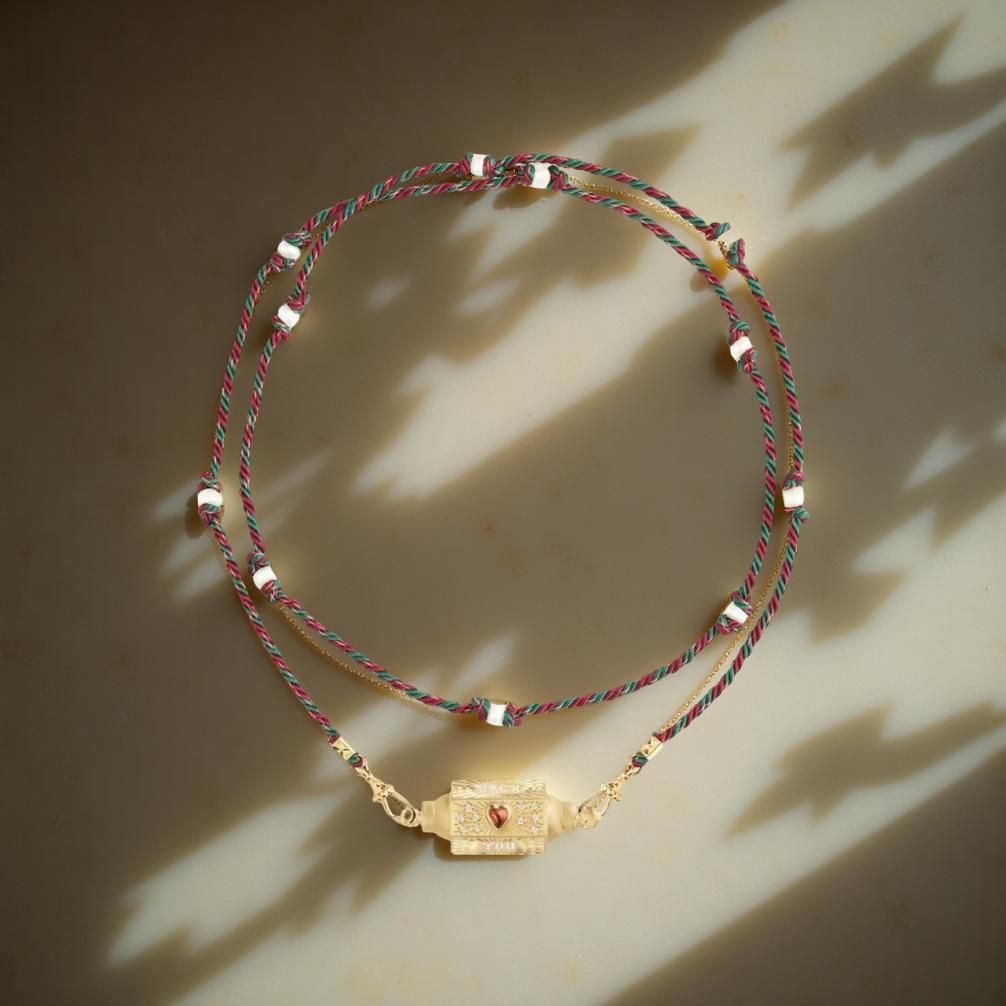 Handwoven Colorful Rope LOVE Necklace