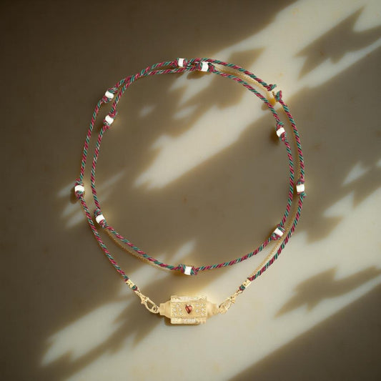 Handwoven Colorful Rope LOVE Necklace