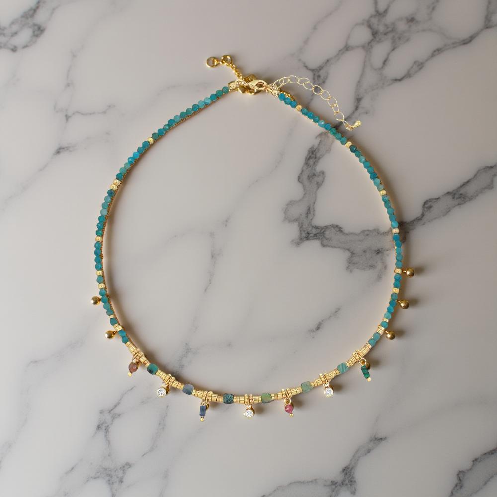 Gold-Plated Natural River Stone Necklace