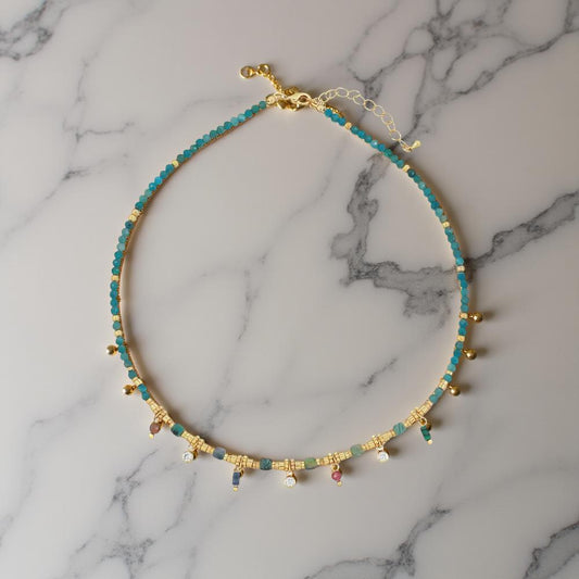 Gold-Plated Natural River Stone Necklace