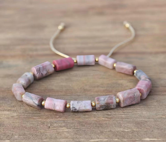 Natural Stone Cylinder Bead Bracelet