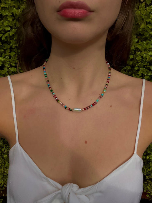 Handmade Bohemian Abacus Beaded Necklace