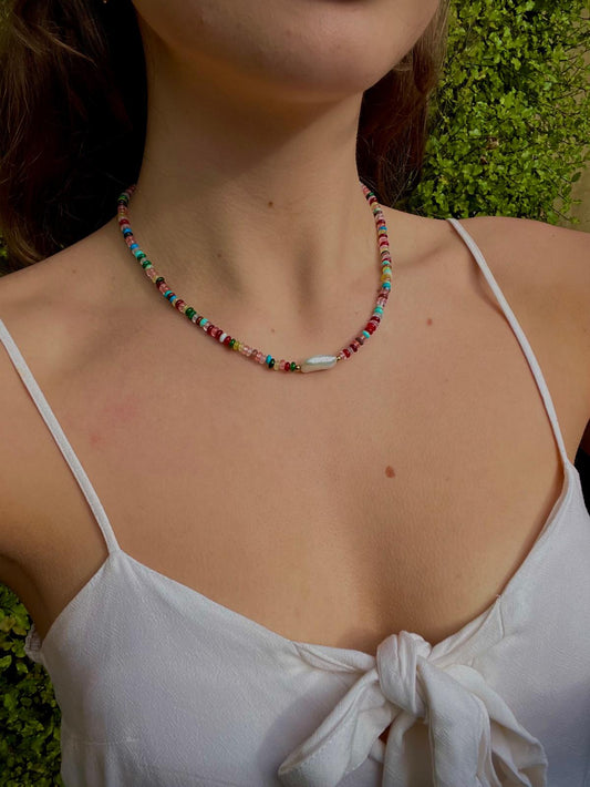 Handmade Bohemian Abacus Beaded Necklace