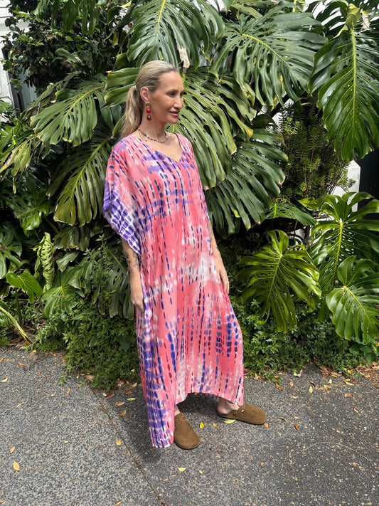 Holiday Tie-Dye Kaftan Cover-Up