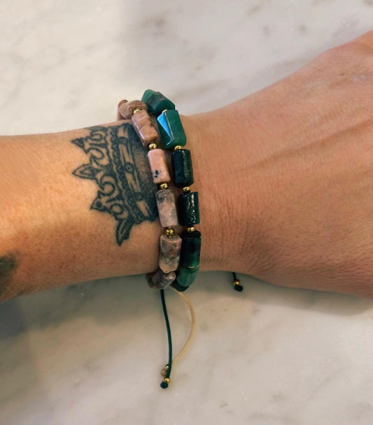 Natural Stone Cylinder Bead Bracelet