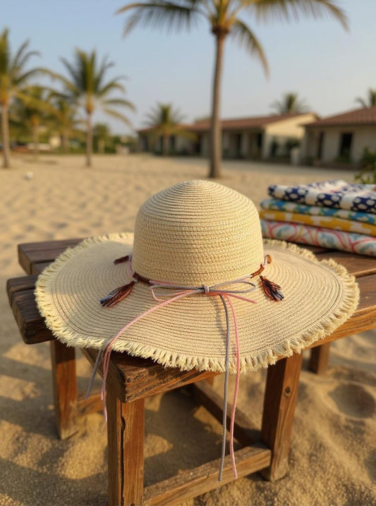 Wide-Brimmed Woven Straw Hat