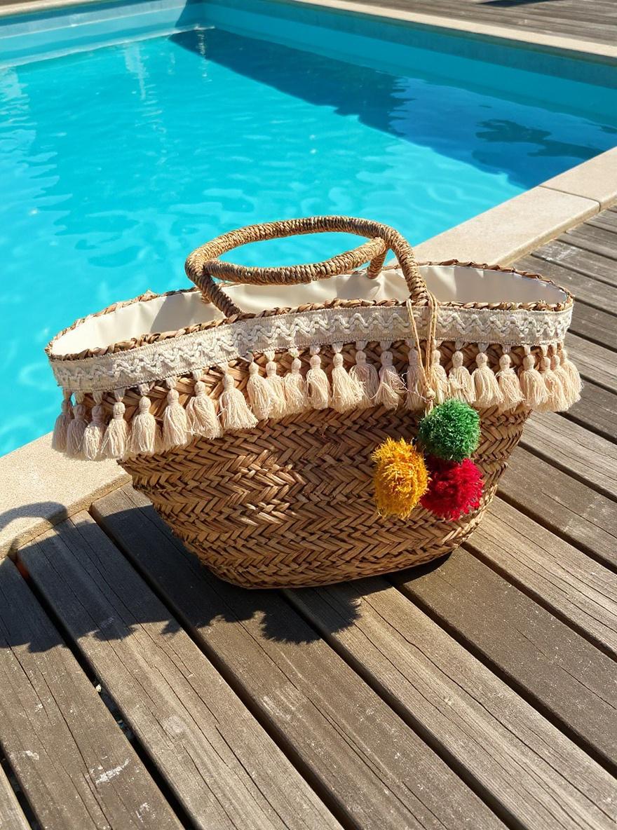 Handmade Moroccan Tassel Straw Tote