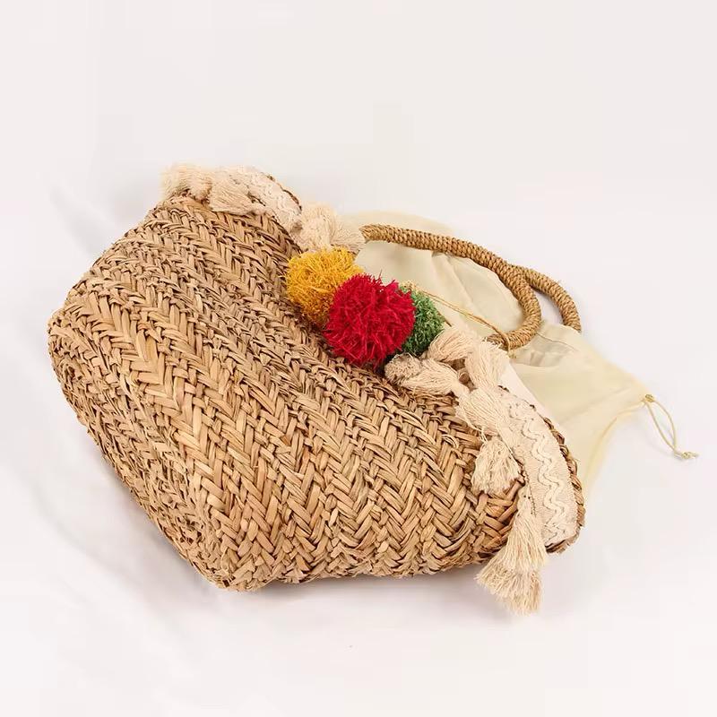 Handmade Moroccan Tassel Straw Tote