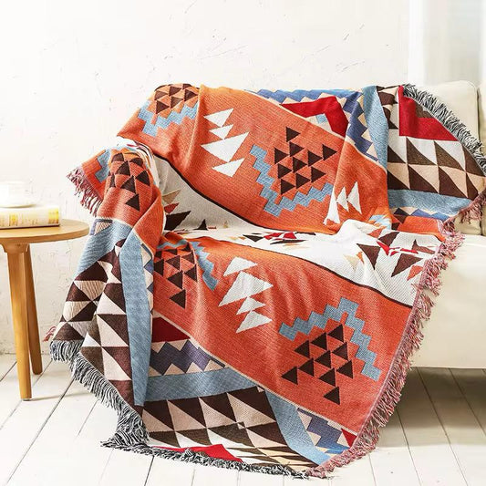 Cotton Bohemian Jacquard Woven Blanket