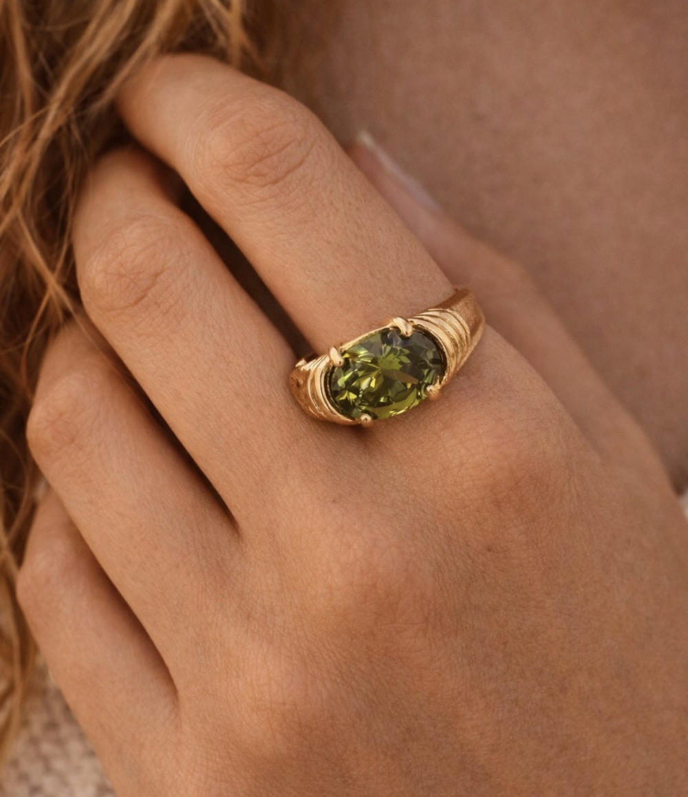 Garnet and Evergreen Rings