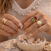 Garnet and Evergreen Rings